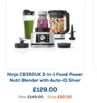 Euronics Ninja 3-in-1 Foodi Power Nutri Blender with Auto-iQ Silver offer