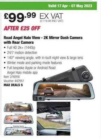 Costco Road angel halo view - 2k mirror dash camera with rear camera offer