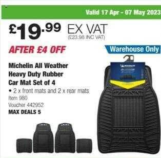 Costco Michelin all weather heavy duty rubber car mat set of 4 offer