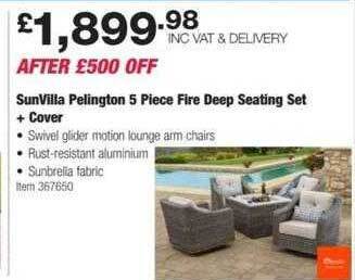 Costco Sunvilla pelington 5 piece fire deep seating set + cover offer