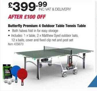 Costco Butterfly premium 4 outdoor table tennis table offer