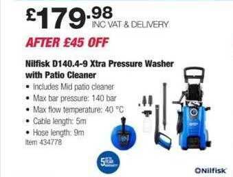 Costco Nilfisk d140.4-9 xtra pressure washer with patio cleaner offer