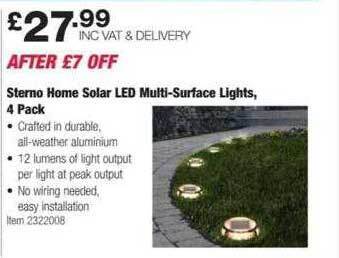 Costco Sterno home solar led multi-surface lights 4 pack offer