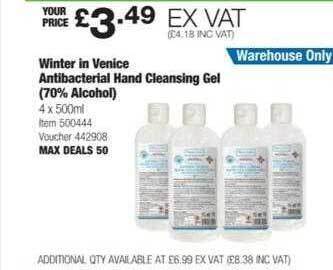 Costco Winter in venice antibacterial hand cleansing gel 70% alcohol offer