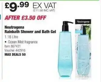 Costco Neutrogena rainbath shower and bath gel offer