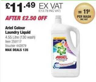 Costco Ariel colour laundry liquid offer