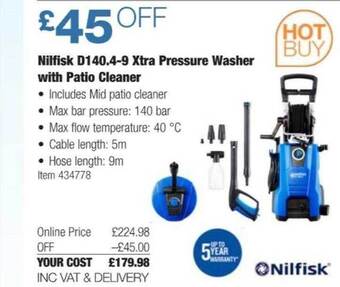 Costco Nilfisk d140.4-9 xtra pressure washer with patio cleaner offer