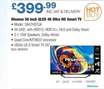 Costco Hisense 58 inch qled 4k ultra hd smart tv offer