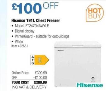 Costco Hisense 191l chest freezer offer