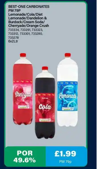 Bestway Best-one Carbonates Pm 79p Lemonade Cola Diet Lemonade Dandelion & Burdock Cream Soda Cherryade Orange Crush offer