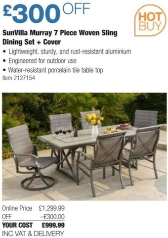 Costco SunVilla Murray 7 Piece Woven Sling Dining Set + Cover offer