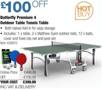 Costco Butterfly Premium 4 Outdoor Table Tennis Table offer
