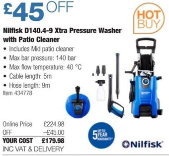 Costco Nilfisk D140.4-9 Xtra Pressure Washer with Patio Cleaner offer