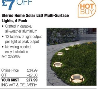 Costco Sterno Home Solar LED Multi-Surface Lights, 4 Pack offer