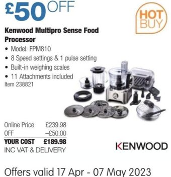 Costco Kenwood Multipro Sense Food Processor offer