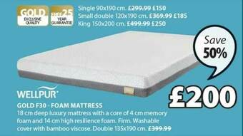 JYSK Wellpur Gold F30 - Foam Mattress offer