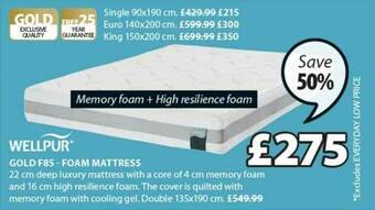 JYSK Wellpur Gold F85 - Foam Mattress offer