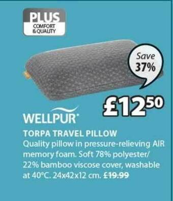 JYSK Wellpur Torpa Travel Pillow offer