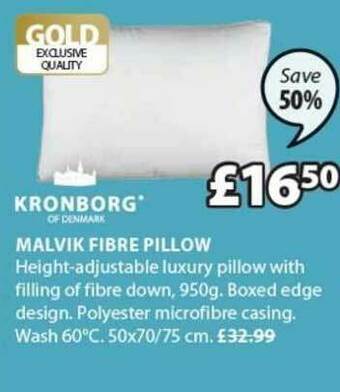 JYSK Kronborg Malvik Fibre Pillow offer