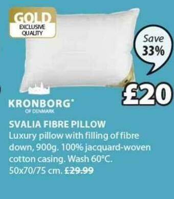 JYSK Kronborg Svalia Fibre Pillow offer