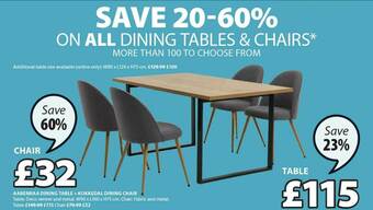 JYSK Aabenraa Dining Table + Kokkedal Dining Chair offer