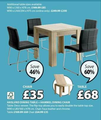 JYSK Haslund Dining Table + Hammel Dining Chair offer
