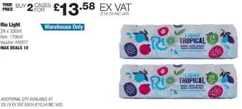 Costco Buy 2 Cases Rio Light 24 x 330ml offer