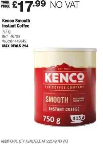 Costco Kenco Smooth Instant Coffee 750 g offer