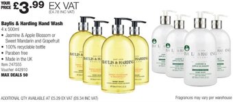 Costco Baylis & Harding Hand Wash 4 x 500ml offer