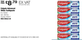 Costco Colgate Advanced White Toothpaste 6 x 125ml offer