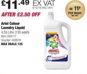 Costco Ariel Colour Laundry Liquid 4.55 Litre offer