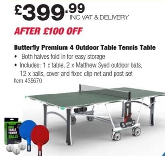 Costco Butterfly Premium 4 Outdoor Table Tennis Table offer