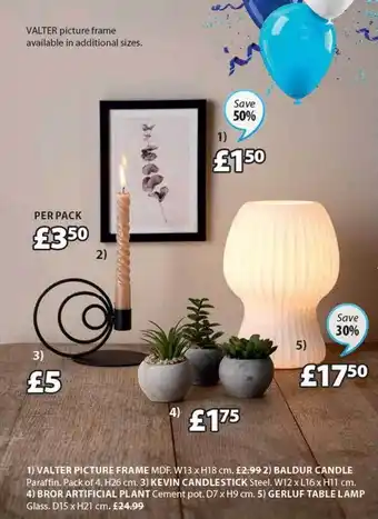 Valter picture frame, baldur candle, kevin candlestick, bror artificial plant, gerluf table lamp