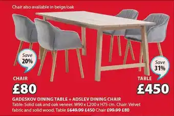 JYSK Gadeskov dining table + adslev dining chair offer