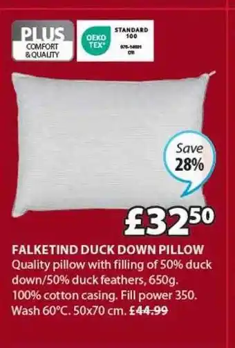 JYSK Falketind duck down pillow offer
