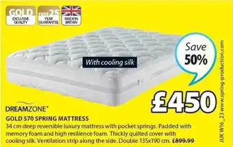 JYSK Dreamzone gold s70 spring mattress offer