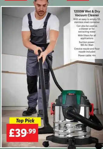 Lidl 1200w wet & dry vacuum cleaner offer