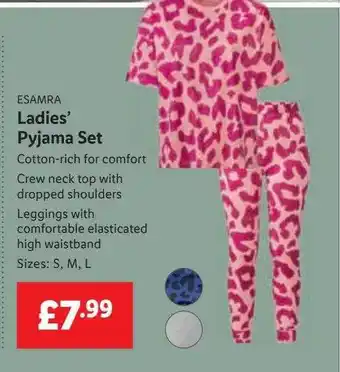Lidl Esmara ladies' pyjama set offer