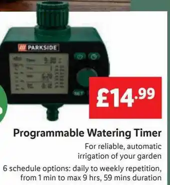 Lidl Parkside programmable watering timer offer