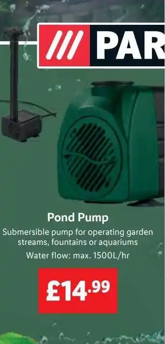 Lidl Parkside pond pump offer
