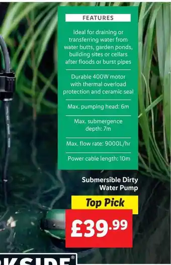 Lidl Submersible dirty water pump offer