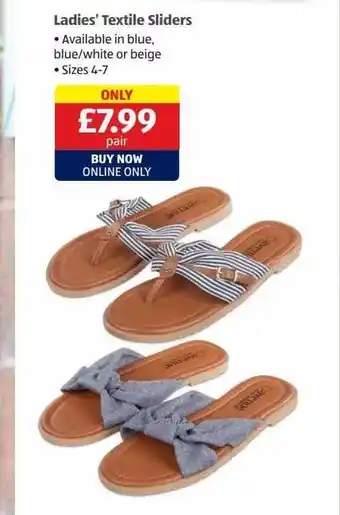 Aldi Ladies' textile sliders offer