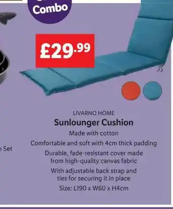 Lidl Livarno home sunlounger cushion offer
