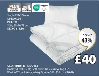 JYSK Gloptind fibre duvet offer
