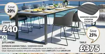 JYSK Jutlandia kopervik garden table + sandved chair offer
