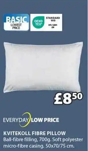 JYSK Kivtekoll fibre pillow offer