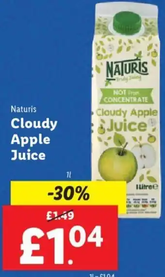 Lidl Naturis Cloudy Apple Juice 1L offer