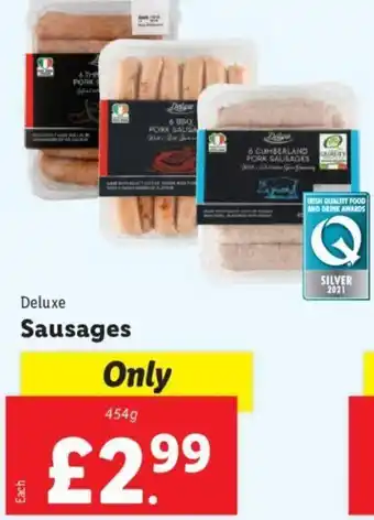 Lidl Deluxe Sausages 454 g offer