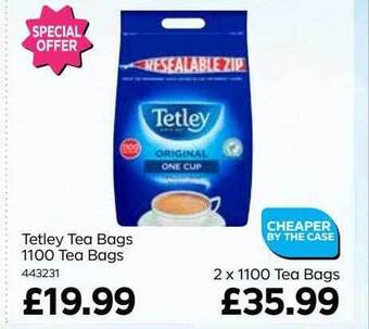Bestway Tetley tea bags 1100 tea bags offer