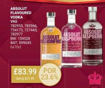 Bestway Absolut flavoured vodka offer